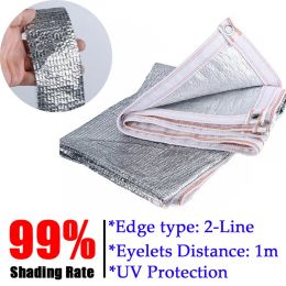 Nets 99% Shading New Sun Shade Net Aluminium Foil Sunshade Net Garden Swimming Pool Car Shed Camping Shading Sail Outdoor Sun Shelter