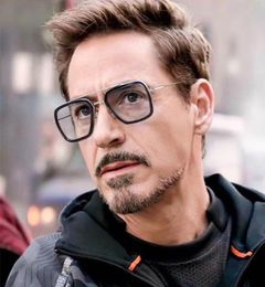 Sunglasses luxury Trendy Luxury Tony Stark Flight Style Men039s Metal with Square Brand Design Retro Iron Super Star Men Glasse5928265