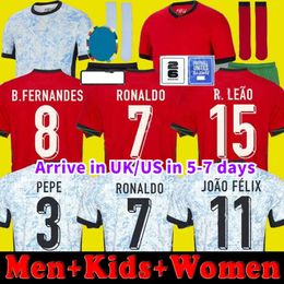 2024 Euro Soccer Jerseys Ronaldo Португальские витрины Португалии Joao Felix Ruben Neves Diogo Portugier Portugal Football Team Men Kids Kit комплект