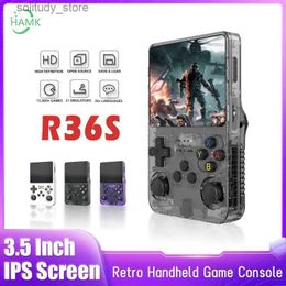 Portable Game Players R36S Retro Handheld Video Game Console Linux System 3.5-inch I Screen Portable Handheld Video Player 64GB 15000 Games Q240326