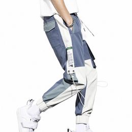 stylish Men Harem Pants Korean Style Men Cargo Pants Multi Pockets Mid Waist Lace-up Pants Dring X5NM#