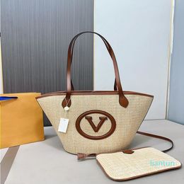 2024 Yaz Güneş Straw Bag Beach Bag Kadın Tote Omuz Çantası