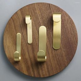 Hooks Brass Wall Hook Self Adhesive Behind-door Key Clothes Hanger J Shaped Towel Holder Bathroom Kitchen Accessories