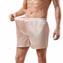 men Satin Underwear Boxers Smooth Silk Pyjamas Trunks Shorts Underwear Loose Nightwear Home Sleep Bottoms Sleepwear Boxershorts T3mD#