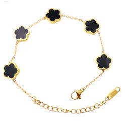 Luxury Designer Brand Bracelet Single Side Stainless Steel Four Leaf Clover for Women Jewelry Catalog