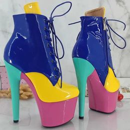 Dance Shoes Women 17CM/7inches PU Upper Plating Platform Sexy High Heels Ankle Boots Pole 022