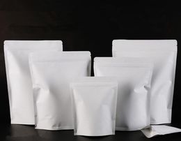 15x24cm White Stand Kraft Paper Aluminium Foil Laminating Zip Lock Food Packaging Bag Heat Sealing Package Baking Candy Tea Reclosa2115133