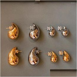 Stud Earrings French Gold Colour Glossy Water Droplet Comma For Women Niche High End Cold And Light Luxury Top Quality Charm Jewellery Dr Otnrw