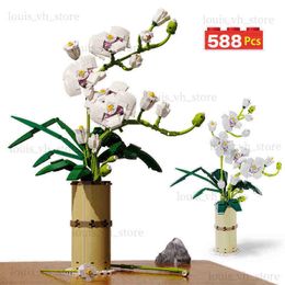 Blocks Moc Creator Bouquet Orchid Flowers Building Blocks City Romantic Home Decoration Diy Friends Bricks Toys for Children Girls Gift H1120 T240325