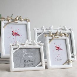 Frame 3D Bird Resin Photo Frame Creative Vintage Birds Tree Pictures Wedding Bedroom Wall Desktop Decor Ornament Gift Rectangle Frames