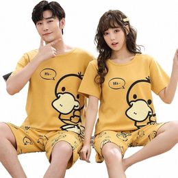 summer Couples Sleepwear Pyjamas Women Pyjamas Cott Short Sleeve Ladies Pijama Sets Homewear Cute Carto Lounge Wear T-shits r3kR#