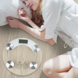 Scales Round Digital Transparent Bathroom Scale LCD Tempered Glass Electronic Body Weighing Smart Scale Floor Scales 26CM