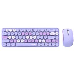 Combos Cute 2.4G Wireless Quiet Mini Keyboard Mouse Combos Set Portable 68 Key Macarone Pink Purple Green For Tablet ipad PC Laptop