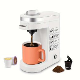 CHULUX Cup Maker Brewer for K-cup Ground Tea Leaf, Travel Mini Single Serve Capsules & Pods, 6 to 12oz Brew, Hine with A Reusable Coffee Filter, White