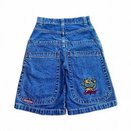 Jnco Shorts Y2K Hip Hop Pocket Baggy Denim Pantaloncini da palestra Uomo Donna 2023 Estate New Harajuku Gothic Uomo Pantaloncini da basket Streetwear Z15I #