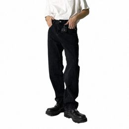 free Ship 2021 Men's New Mid-Waist Straight Jeans Loose Simple Casual Pants Black Grey Distred U3wA#