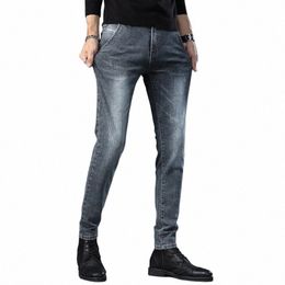 korean Winter Jeans For Men 2022 Cfort Flex Slim Luxury Fi Mens Designer Clothes Korea Skinny Boyfriend Jeans a42M#