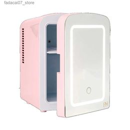 Refrigerators Freezers Mini refrigerator and personal beauty refrigerator mirror door with light 4-liter built-in makeup mirror and dimmable LED light Q240326