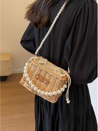 women woven bag Pearl Chain shoulder bags Spring Summer tote woman bag handbags totes lady crossbody letter clutch woven Pearl bag