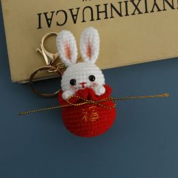 Knitting Creative Crochet Cute Animal Hang Decorations, Cartoon Rabbit for Key Chain, Bag Decor, Handmade Finished Knitting Products