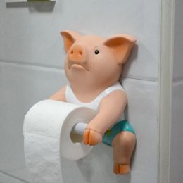 Holders PVC Pig Style Toilet Paper Holder PunchFree Hand Tissue Box Household Paper Towel Holder Reel Spool Device Bathroom Accessory
