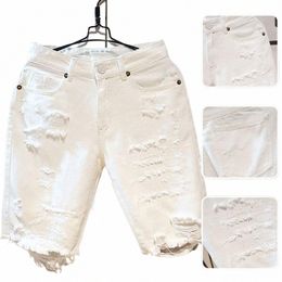 new White Jeans Men All-match Fi Ripped Hole Slim Stretch Harem Pants Comfortable Male Streetwear Denim Trousers i23V#