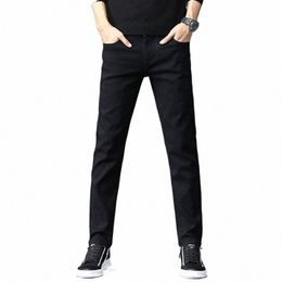 2023 Spring and Autumn New Men's Classic Fi Elastic Slim Black Jeans Men's Casual Comfortable High-Quality Trousers 27-36 A3Hf#