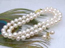 Beautiful AAAAA 89mm natural south sea White pearl necklace earrings 18 inch 240322
