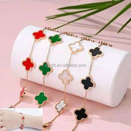 Women Custom Trendy Stainless Steel Lucky Charm Clover Leaf Link Bracelet Jewellery Gifts