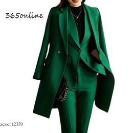 2024 Latest Model Women Formal Business Suits High Quality Fabric Autumn Winter Professional Office Work Wear Pantsuits Blazers Trousers Set 240127