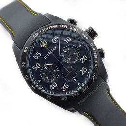 Mens watches sports racing style VK Quartz movement Uhr Black face Chronograph leather bracelet 44mm Wristwatches Hanbelson2731