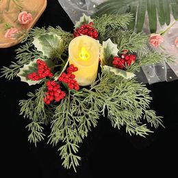 Candle Holders Silk Flower Ring Rustic Wreath Artificial Eucalyptus Leaves Garland For Fireplace Banquet Decor