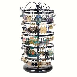 1pc Metal 5-layer Rotating Desktop Studs Earrings Storage Holder, Adjustable Jewellery Organiser Display Rack, for Dresser Mall Window