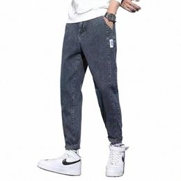 spring Autumn Y2K Korean Vintage Harajuku Jeans Men Male Clothes Loose Casual Trousers Stretch Leggings Trend All Match Pants j0BM#