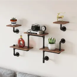 Decorative Plates Industrial Pipe Shelving For Wall Decor Modern Ladder Shelf With Wood Planks Home Living Room Office