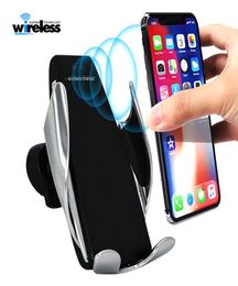 Automatic Clamping Wireless Car Charger Air Vent Phone Holder Charging phone Mount Bracket For Ip Samsung Android Cellphone2888035