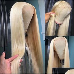 Synthetic Wigs 200Density 613 Hd Lace Frontal Wig 13X4 Straight Front Human Hair For Black Women Long Cosplay Preplucked Drop Delivery Dhv5K