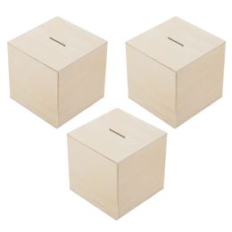 Boxes 3 Pcs Painted Wood Piggy Bank Money Storage Case Multifunctional Box Multifunction Saving Kids Small Vintage Container