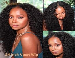 Lace Front Wigs Part Wig Glueless No Leave Out Kinky Curly V Shape Brazilian Human Hair None Glue Thin VPart 150density5556928