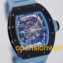 Swiss Richardmills Automatic Watches Luxury Mechanical Sports Wristwatch Argentina Blue Black Carbon Hollow Date Mobile Storage Mens Watch Automatic Mechan HB6A