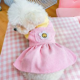 Happy Face Suower Dog Dress Pink Skirt for Small, Medium, Large Dogs - Cute and Comfortable Pet Clothing