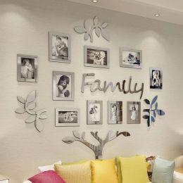 Frame Family Tree Wall Decor Acrylic 3D DIY Mirror Sticker Photo Frame Collage Home Decor Living Room Bedroom Dining Room Office