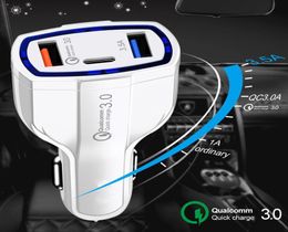 3 in 1 USB Car Charger fast Charging type C QC 30 Fast PD usbc Chargers Adapter for iPhone 13 12 Pro Max 11 X 8 7 Plus and Samsun6118907