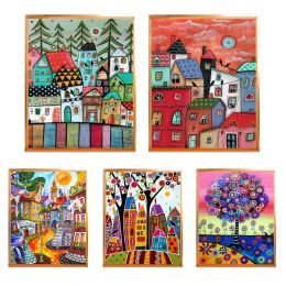 Stitch DIY 5D Full Diamond Painting Kts Cartoon Houses Diamond Cross Stitch Kits Printed Canvas DIY Scenic Art Handmade Home Decoration