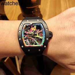 RichaMill Swiss ZF Factory Watch Watches Mens Luxury Mechanical Wristwatch Personalised Graffiti Rms68-01 Automatic Watch Barrel Ceramic Hollow w