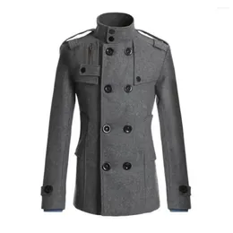 Men's Trench Coats Trendy Men Jacket Woollen Business Winter Long Overcoat Coat For Work