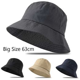 ns plus size bucket hat big head mens large-sized sun hat womens white fisherman hat summer sunscreen Panama 56-58cm 60-63cmC24326