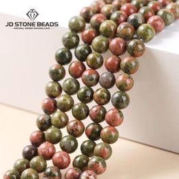 Loose Gemstones Natural Unakite Faceted 4/6/8/10/12mm Pick Size Gemstone Beads Stone DIY For Jewellery Making