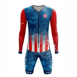Racing Sets GCBIG Trisuit Men's Summer Triathlon Race Long Sleeve Skinsuit Clothing Swimming Cycling Running Competition Apparel Road Bike
