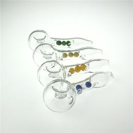 Glass Smoking Hand Pipe with 4.72 Inch Colourful Beads Honeycomb Big Bowl Clear Pyrex Philtre Tube Funny Pipes